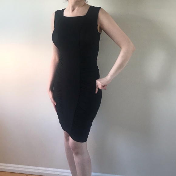 BCBG MAXAZRIA BLACK SIDE RUCHED CENTER  DRESS xs - Picture 6 of 11
